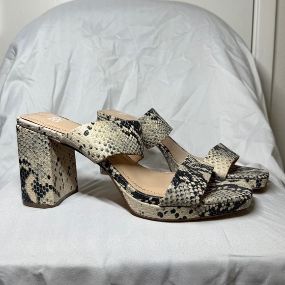 Nordstrom B.P. Karly Open Toe Strappy Square Toe Chunky Heel Snake Reptile 9.5 - Picture 1 of 12